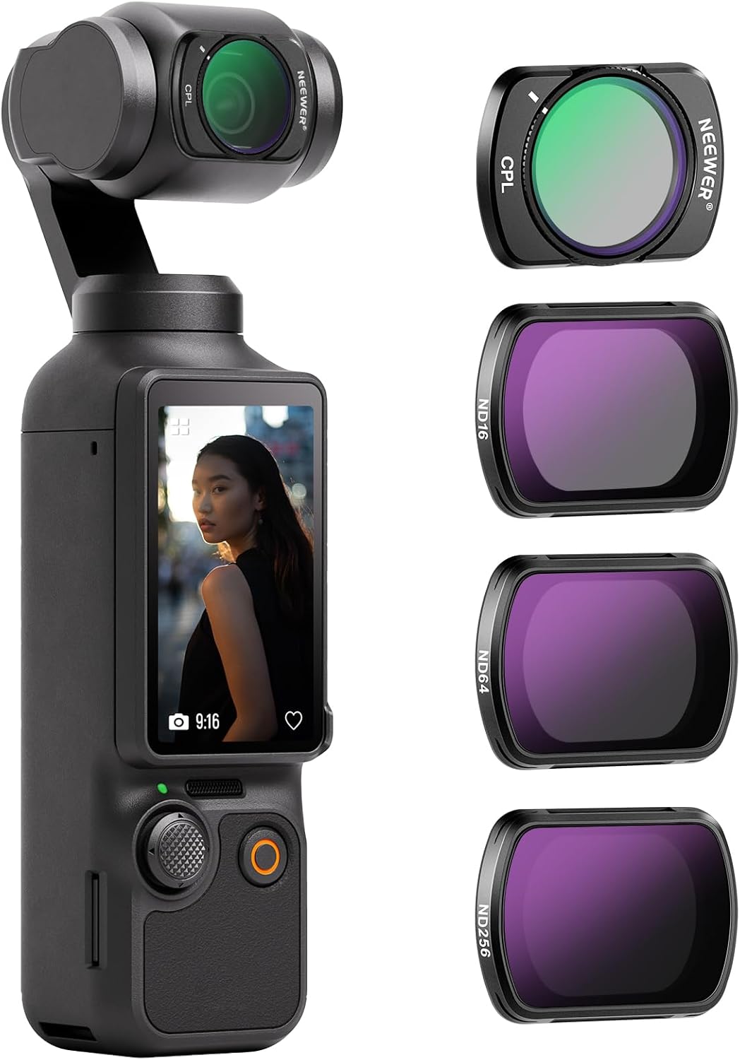 NEEWER HD CPL ND16 ND64 ND256 Filter Kit Compatible with DJI OSMO Pocket 3 Creat...
