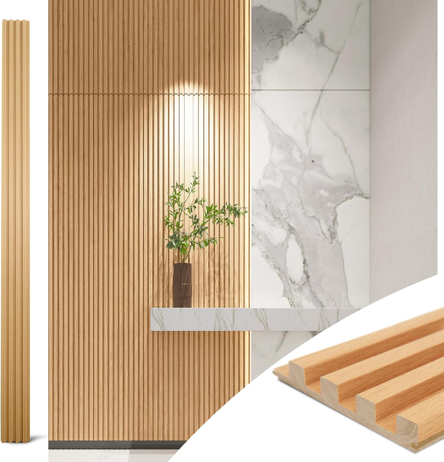 Art3d Slat Wood Wall Paneling for Interior and Ceiling Decoration - Pack of 4pcs...