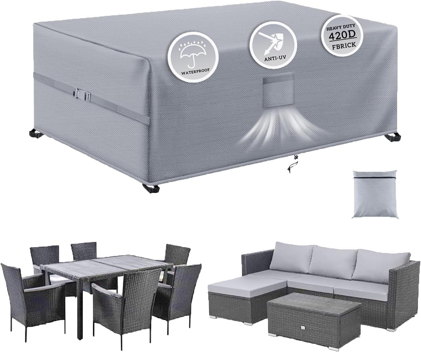 SIRUITON Garden Furniture Covers, Special Waterproof Furniture Covers with Air V...