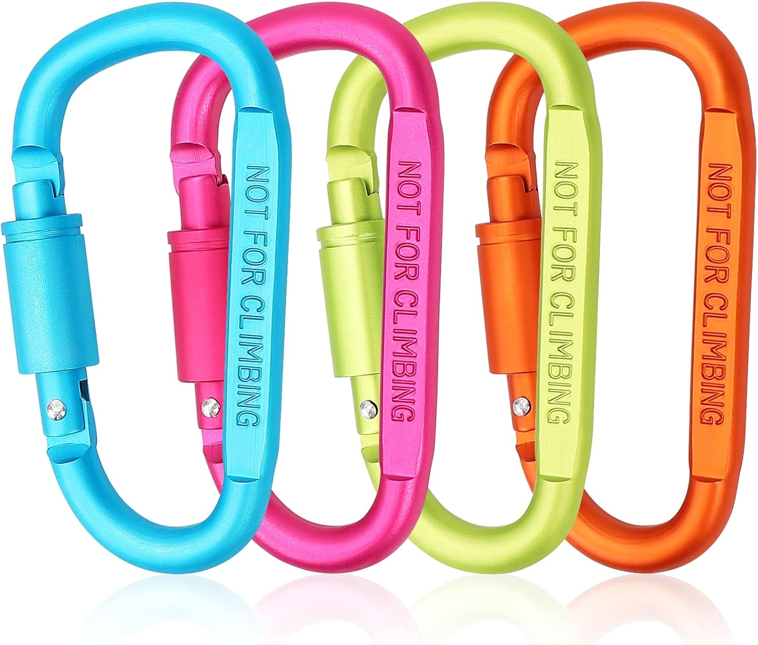 4 Pack Carabiner Clip, 3 inch Aluminum D-Ring Shape Locking Carabiners, Snap Hoo...