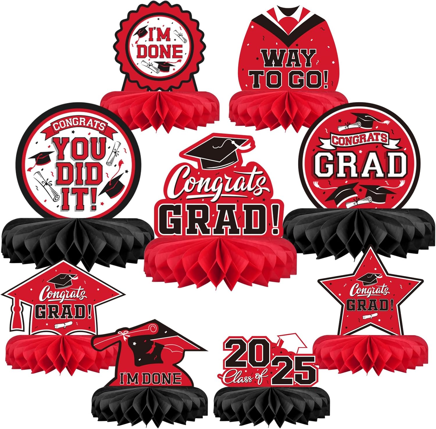 9PCS Graduation Party Decorations Class of 2025 Congrats Grad Table Centerpiece...