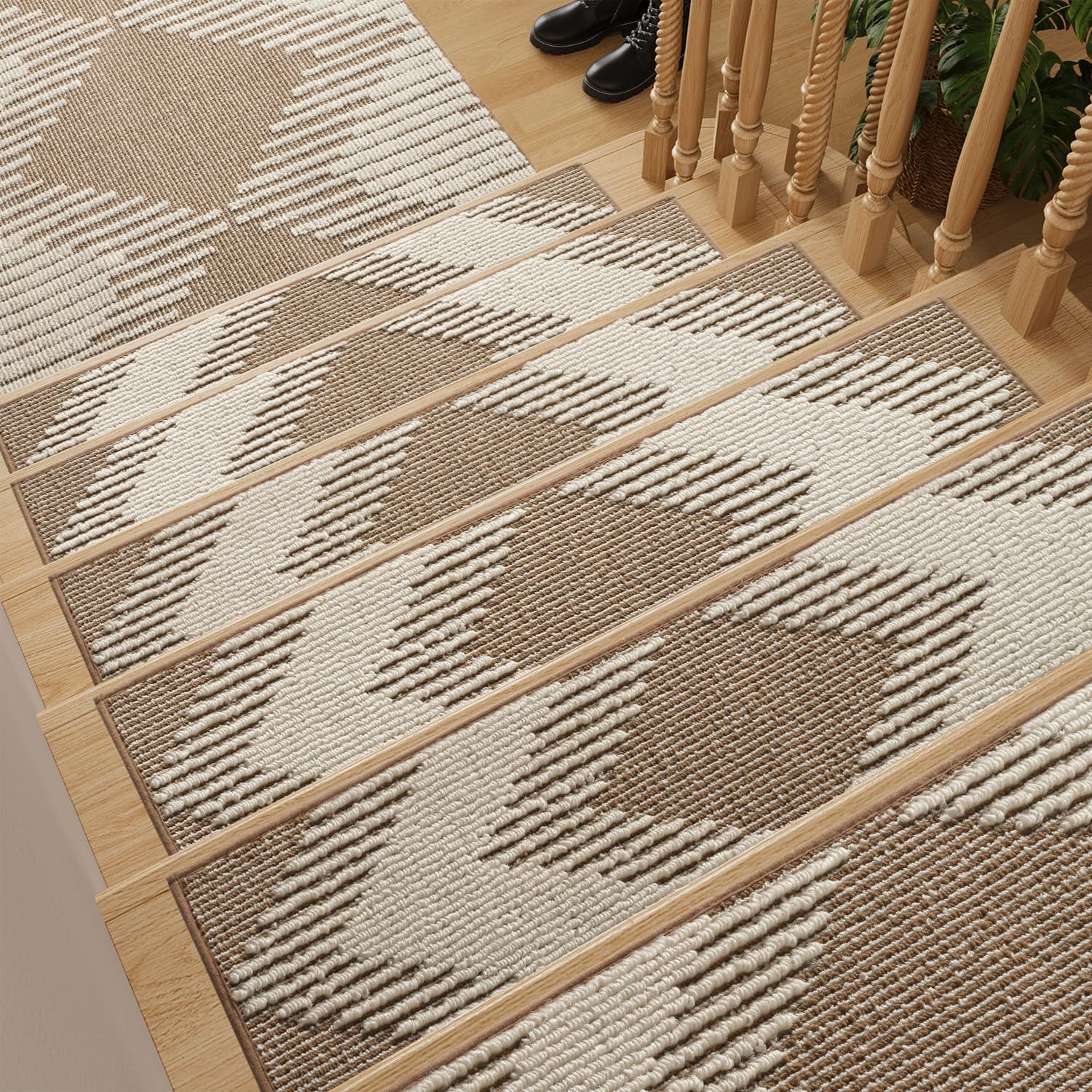 PADOOR 15PC Stair-Treads Non Slip, 3D Peel and Stick Stair Treads for Wooden Ste...