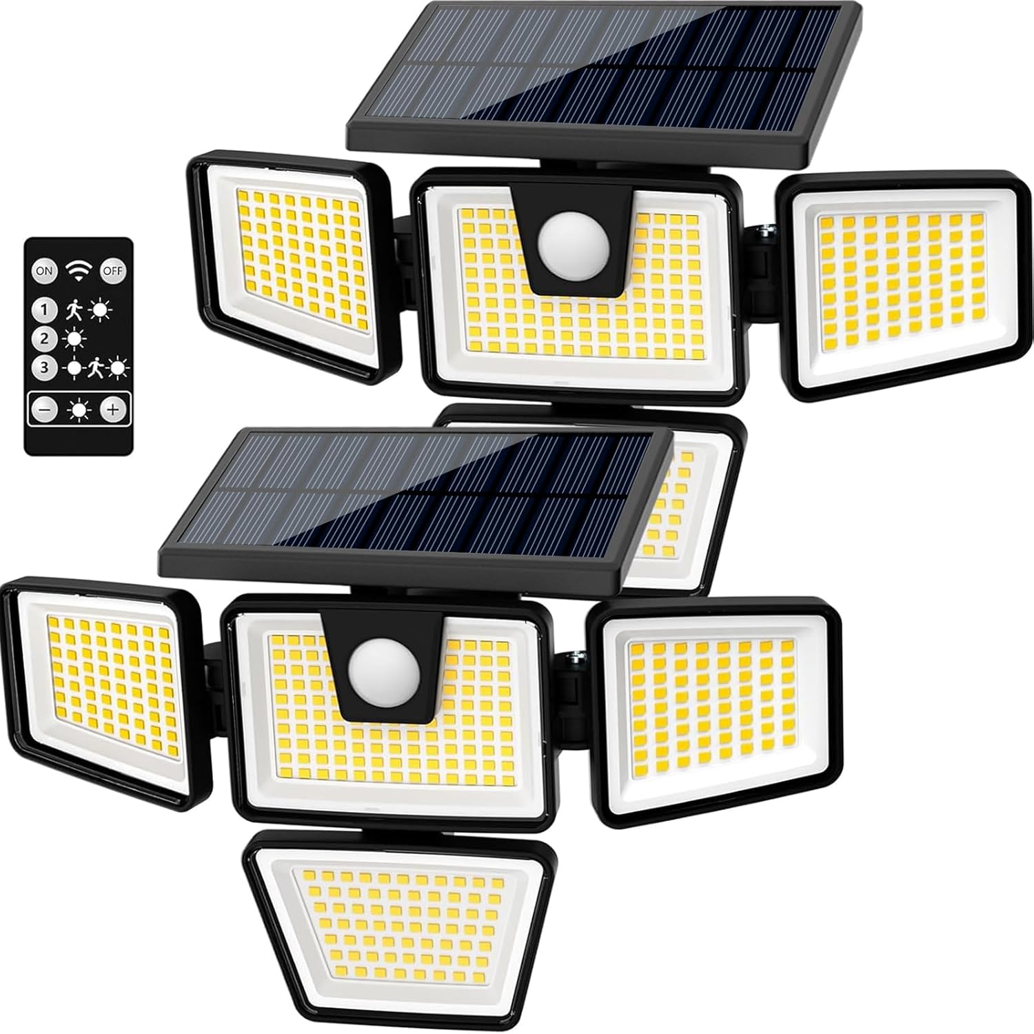 AmeriTop Solar Lights Outdoor, 2 Pack LED High Brightness Cordless Solar Motion...