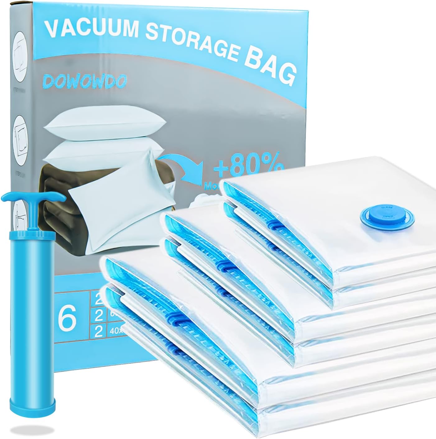 Vacuum Clothes Storage Bags with Zip and Pump, Large Storage Bags for Duvet, Pil...