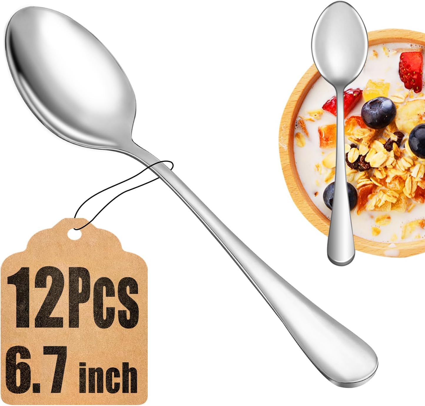 12 Piece Teaspoons Set,Food Grade 18/10 Stainless Steel Tea Spoons,Durable Small...