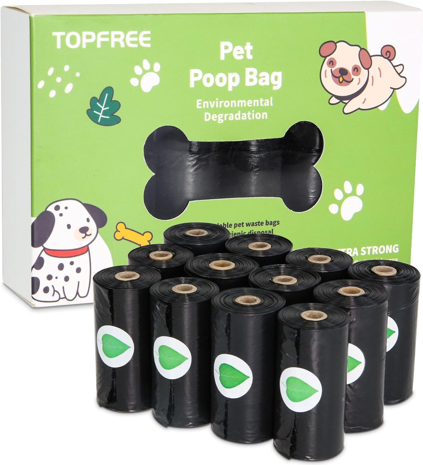 Topfree Biodegradable Thicker Dog Poop Bags 180 Dog Waste Bags Thick Strong Made...