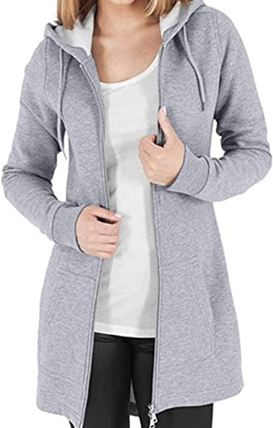 Tuopuda Womens Long Hoodies, High-Quality Zip Up Plain Sweatshirts, Stylish Long...