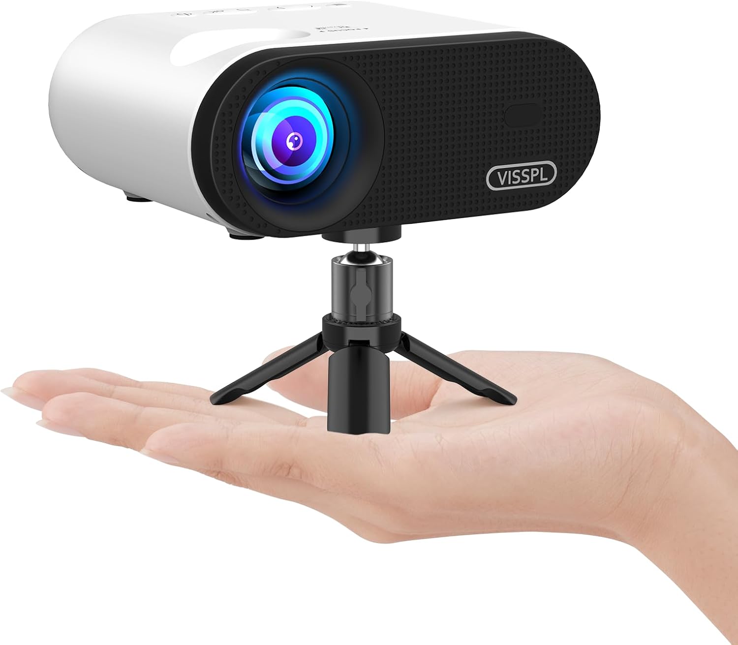 Mini Projector, VISSPL 1080P WiFi Bluetooth Portable Projector, Outdoor Movie Pr...