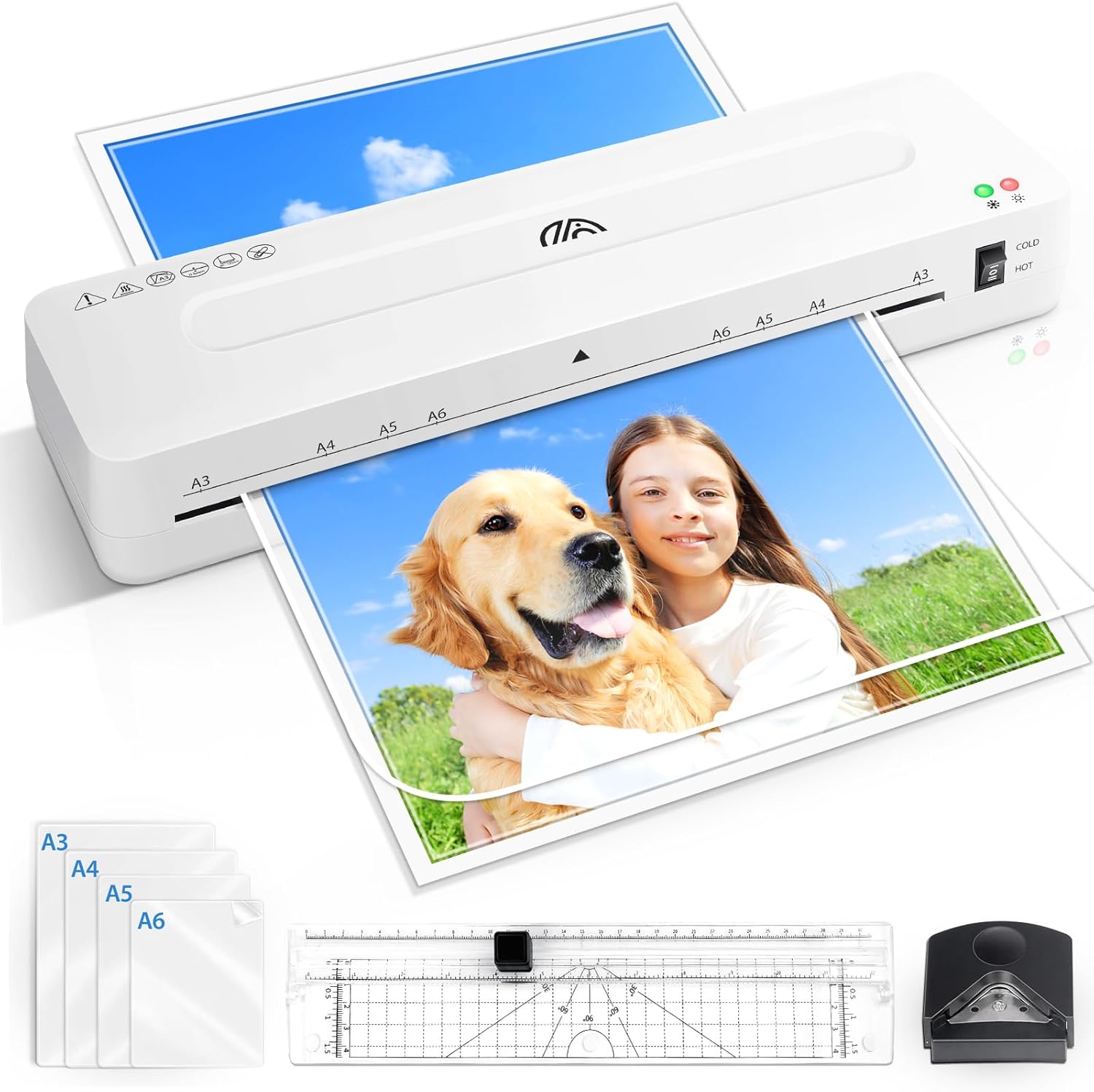 GLADTOP Laminator A3 Laminator Machine with 10 Laminating Pouches for A3 A4 A5 A...