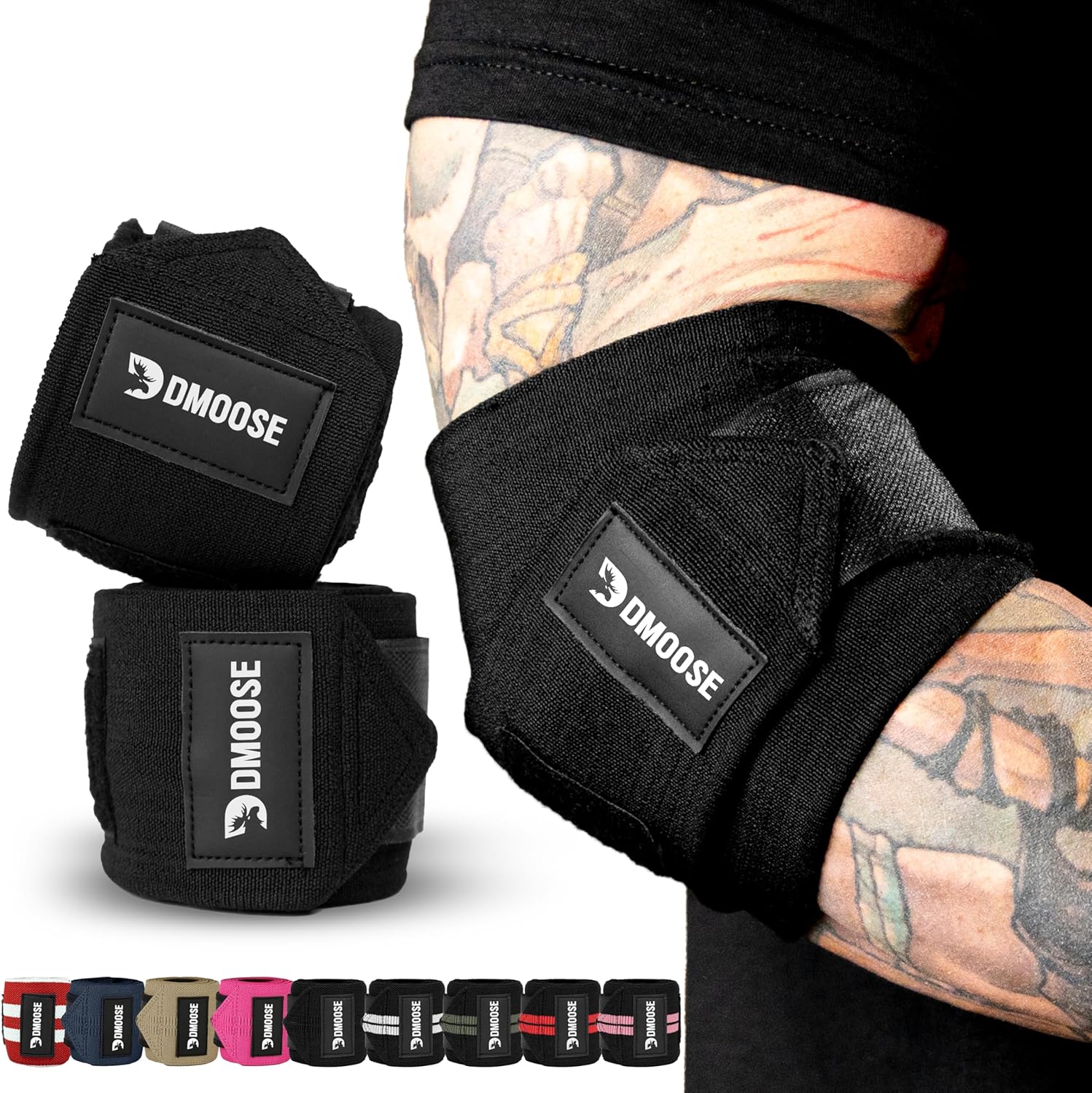 DMoose Elbow Wraps, High-Quality Elbow Support for Weightlifting, Effective Stab...