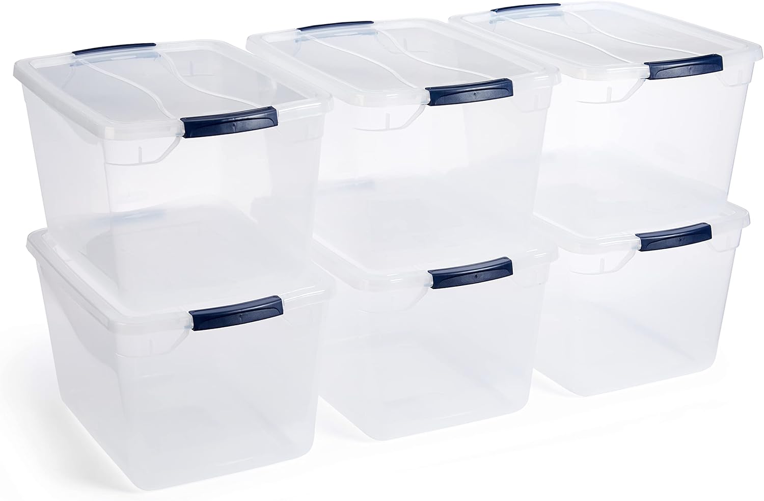 Rubbermaid Cleverstore Clear 32 Qt, 6 Pack Stackable Plastic Storage Containers...