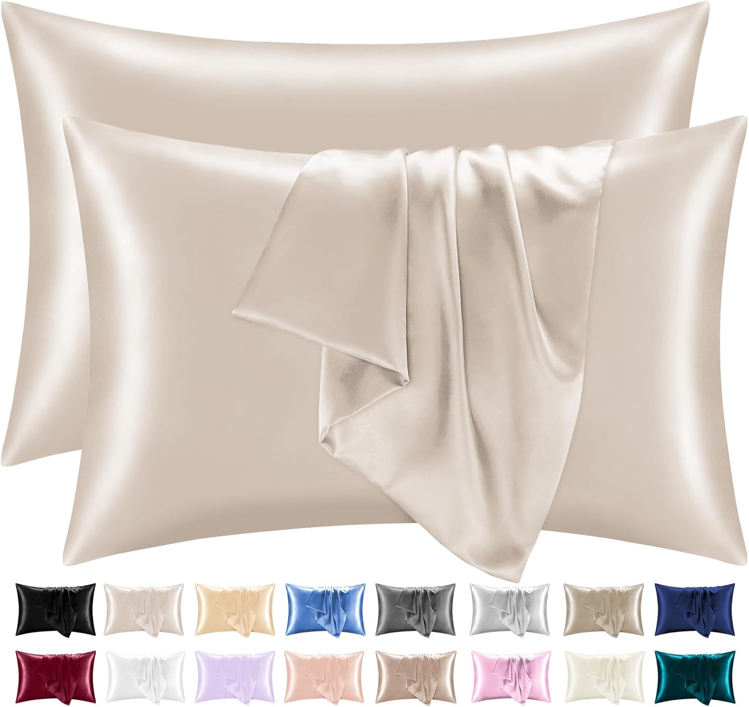 Lazzaro Satin Silk Pillowcases, Luxurious Pillow Cases for Hair and Skin, Hypoal...