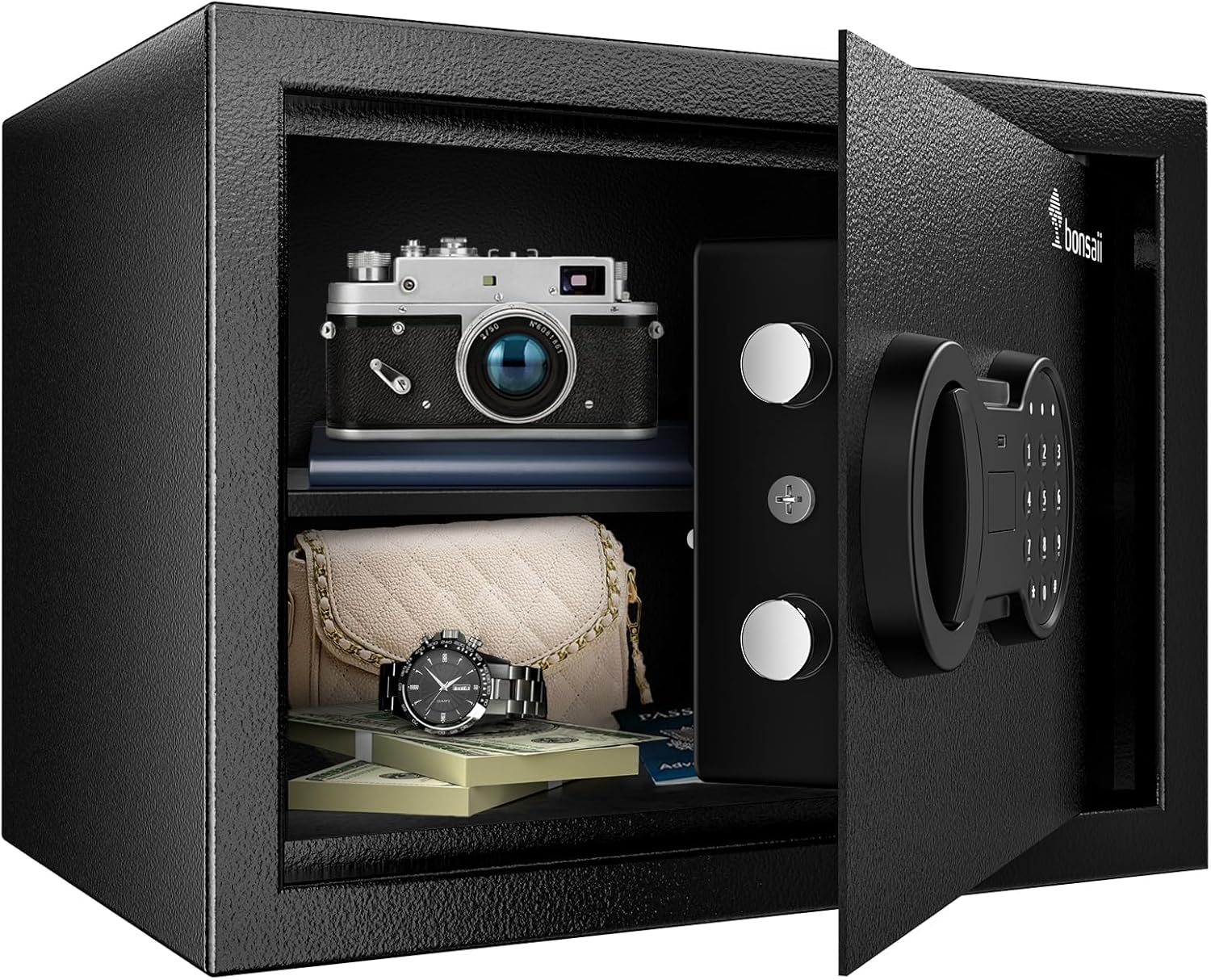 Bonsaii Safe, 0.6 Cubic Safe Box with Electronic Keypad, Removable Shelf, for Va...