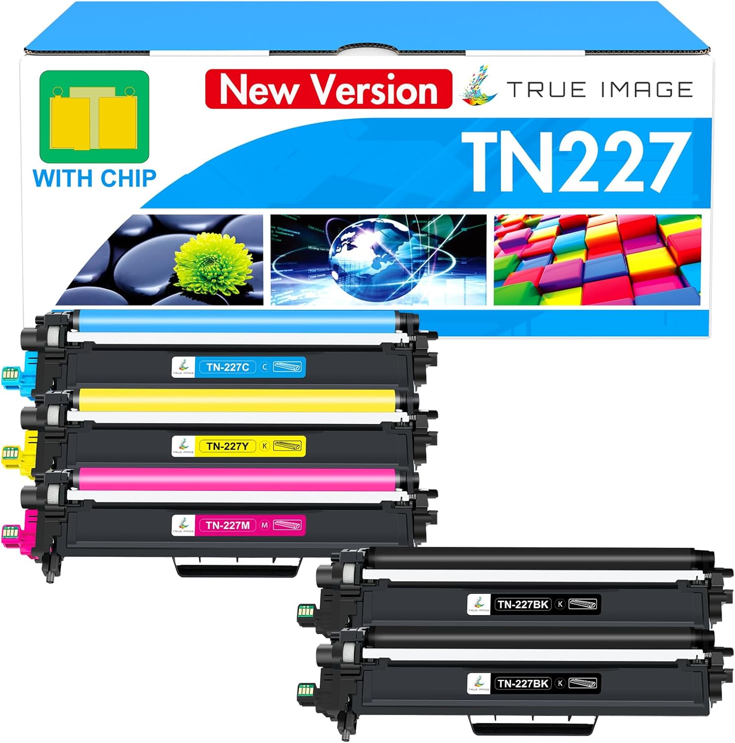 TN227 TN-227BK/C/M/Y High Yield Toner Cartridge: Compatible Replacement for Brot...