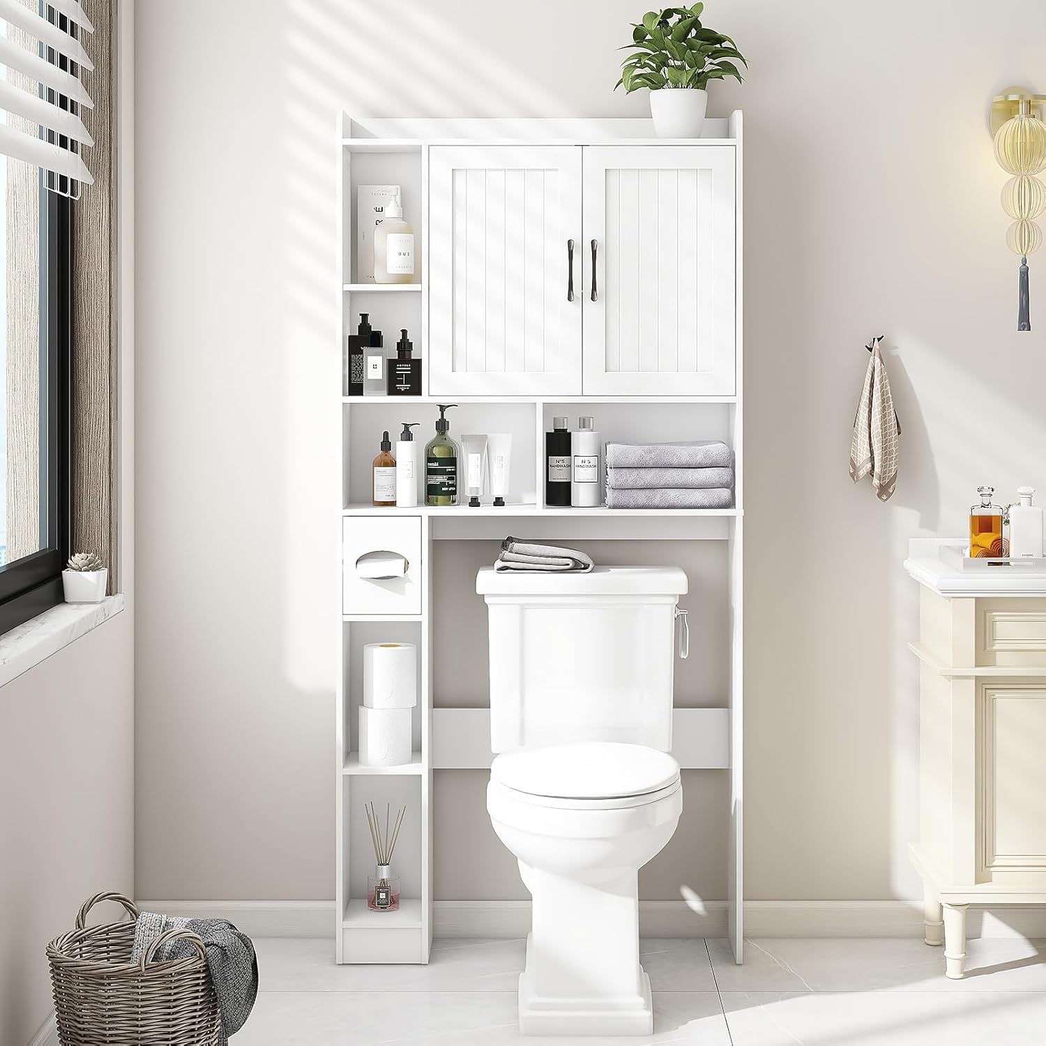 Over The Toilet Storage Cabinet, Farmhouse Storage Cabinet Over Toilet with Barn...