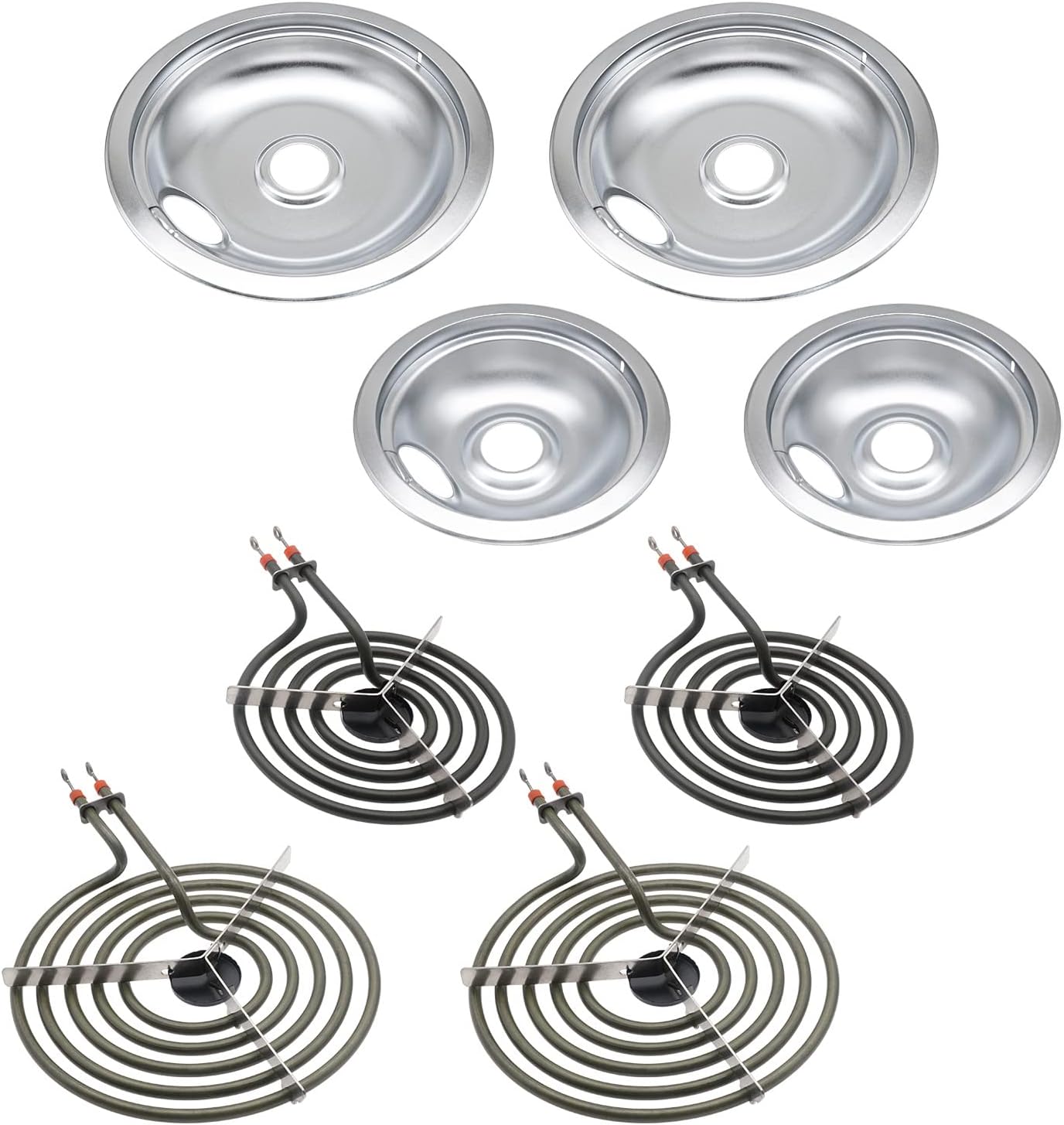 316048413 316048414 Chrome Drip Pans and MP22YA Electric Range Burner Element Un...