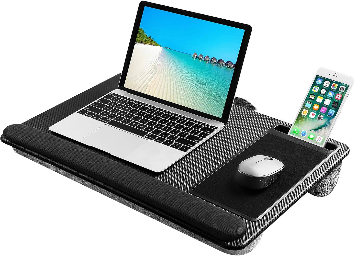 Laptop Bed Tray with Cushion, Mouse Pad and Built-in Wrist Rest for Up to 17" La...