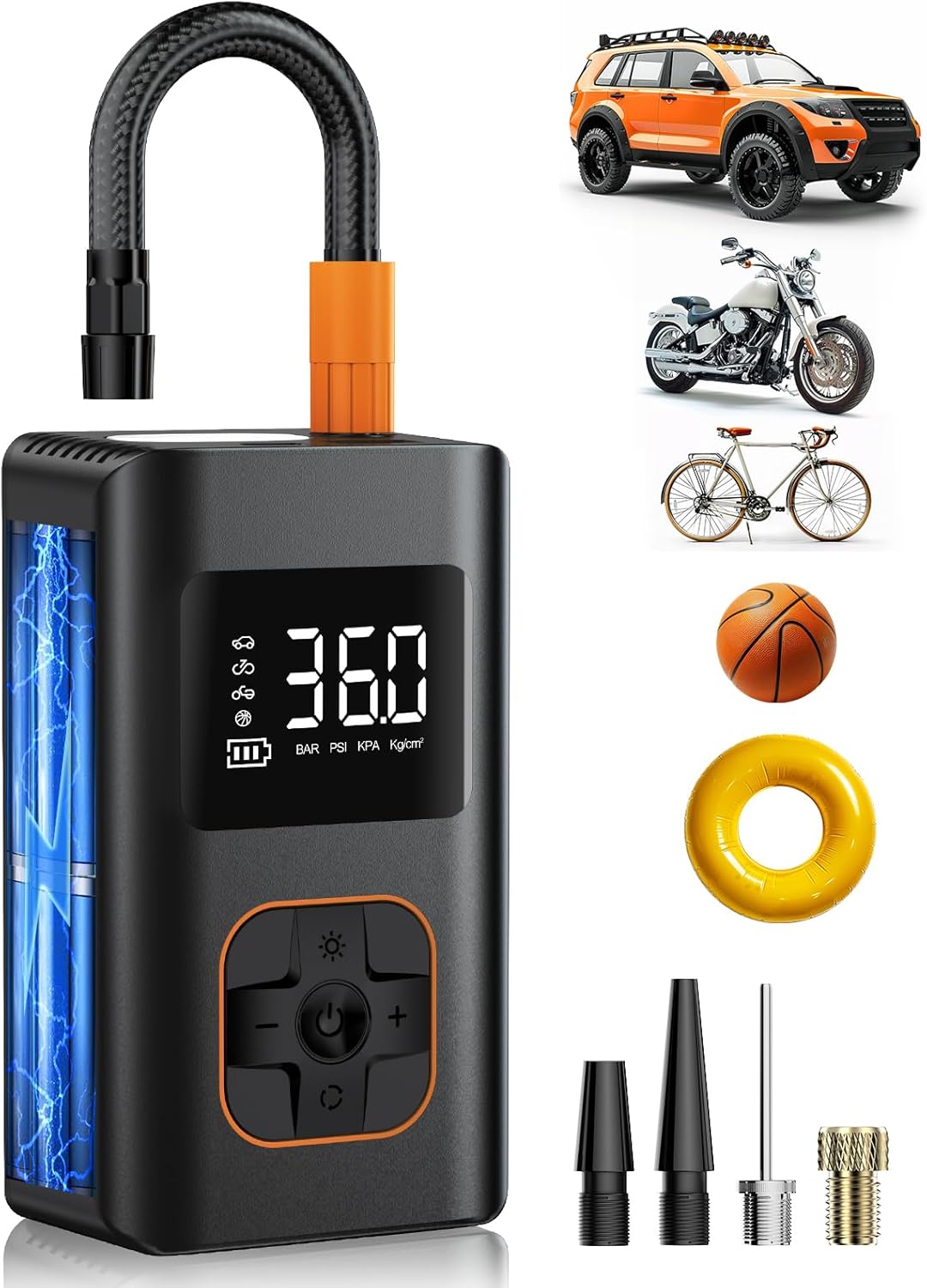 Tire Inflator Portable Air Compressor - 10000mAh Cordless Air Pump for Car Tires...