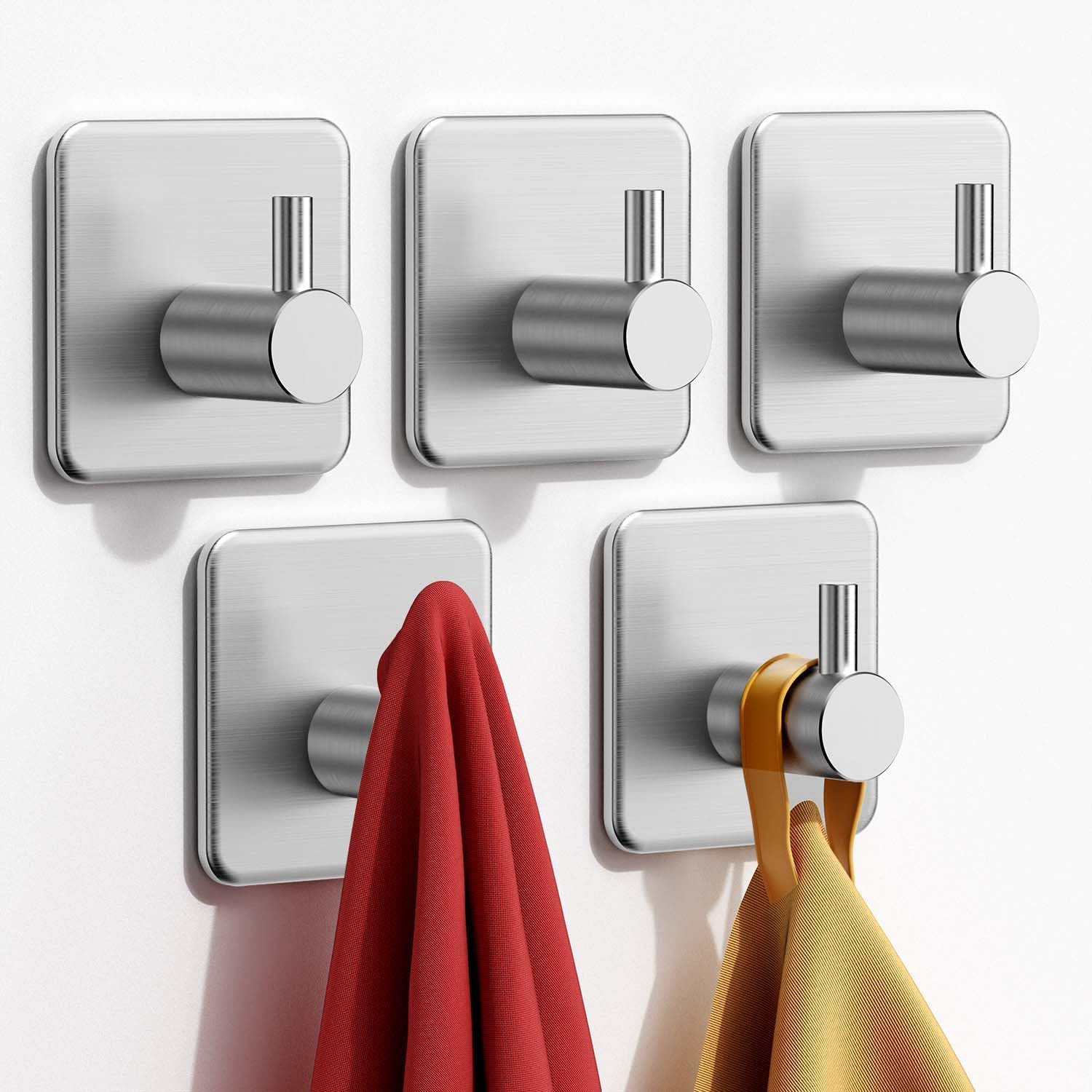 Adhesive Hooks Heavy Duty 22lb(Max) Wall Hooks, 5 Pack Self Adhesive Damage Free...