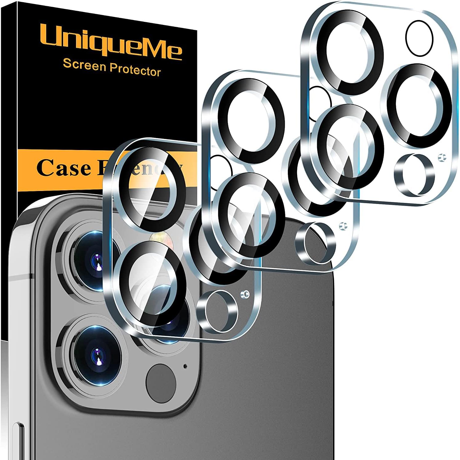 UniqueMe [3 Pack for iPhone 13 Pro/iPhone 13 Pro Max Camera Lens Protector, Temp...