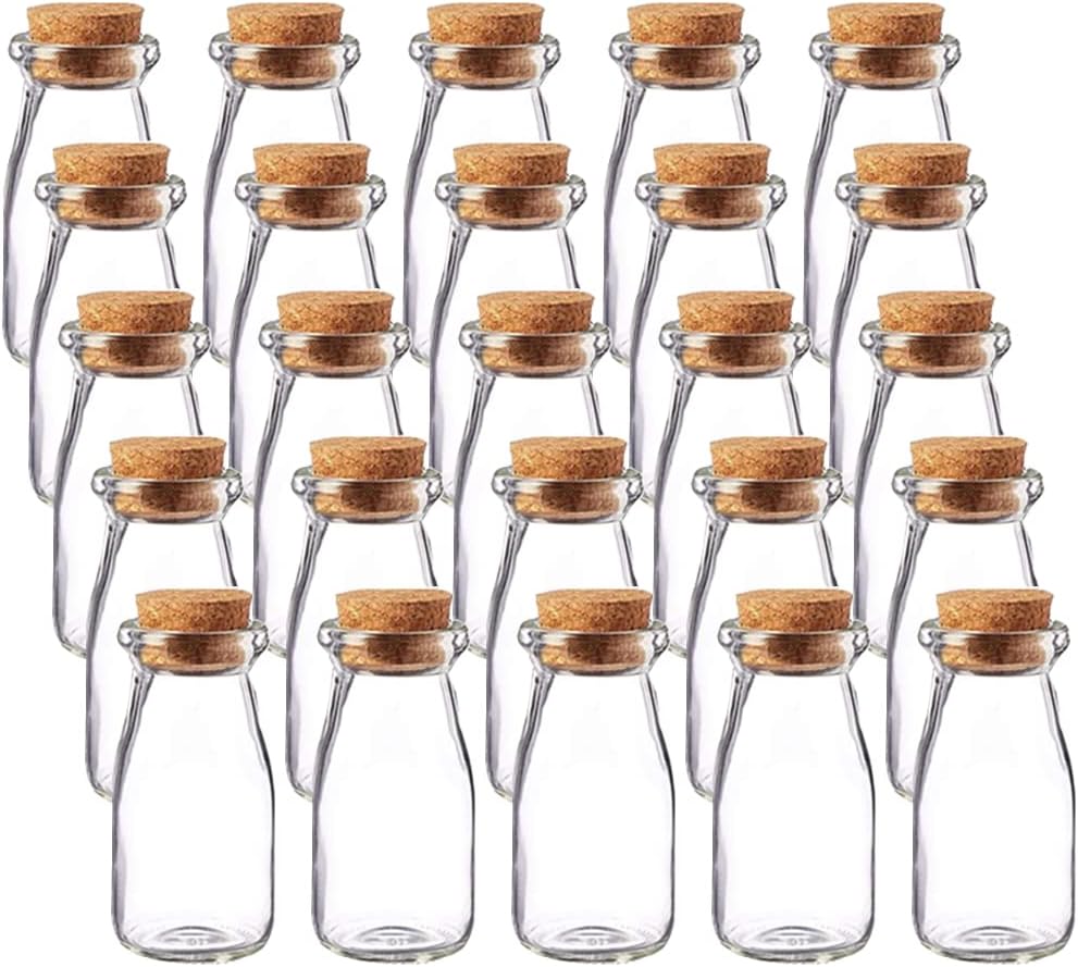 Danmu Art100ml Mini Glass Jars with Cork Stoppers Milk Glass Bottles Small Glass...