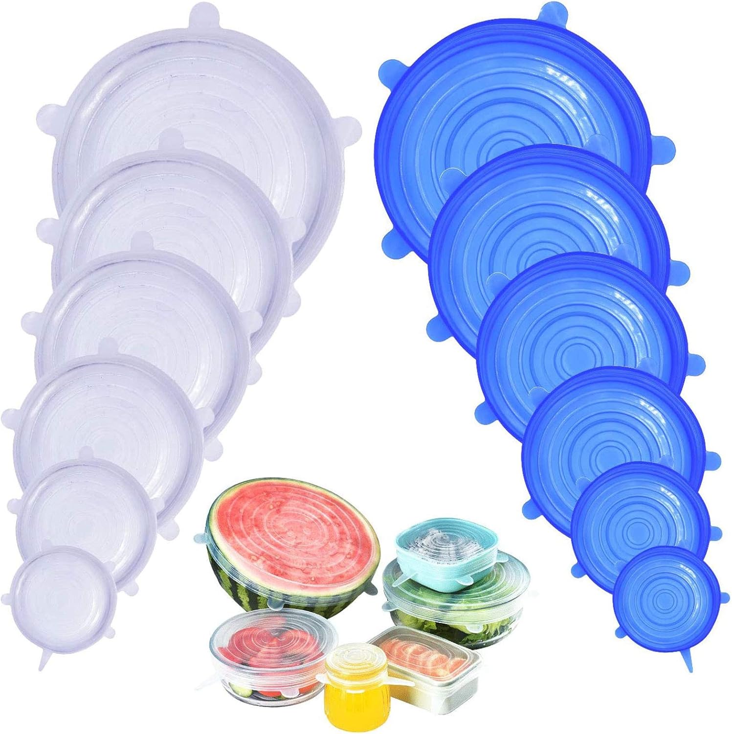 DigHealth Silicone Stretch Lids, 12 Pack of Silicone Food Covers, BPA and Expand...