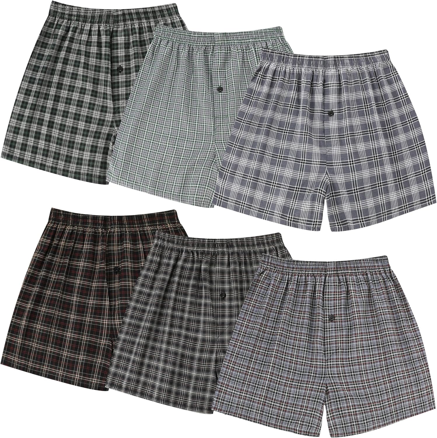 BAMBOO COOL Men's Woven Boxer Shorts Underwear Classic Fit Boxers for Men Multic...