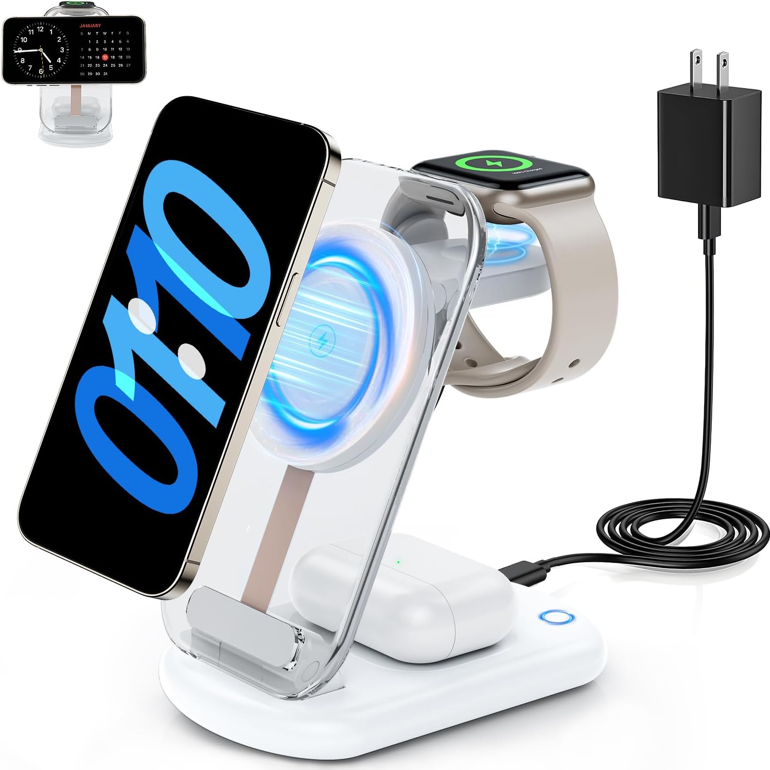 2025 Magnetic Wireless Mag-Safe Charger Stand,3 in 1 Charger with Light for iPho...