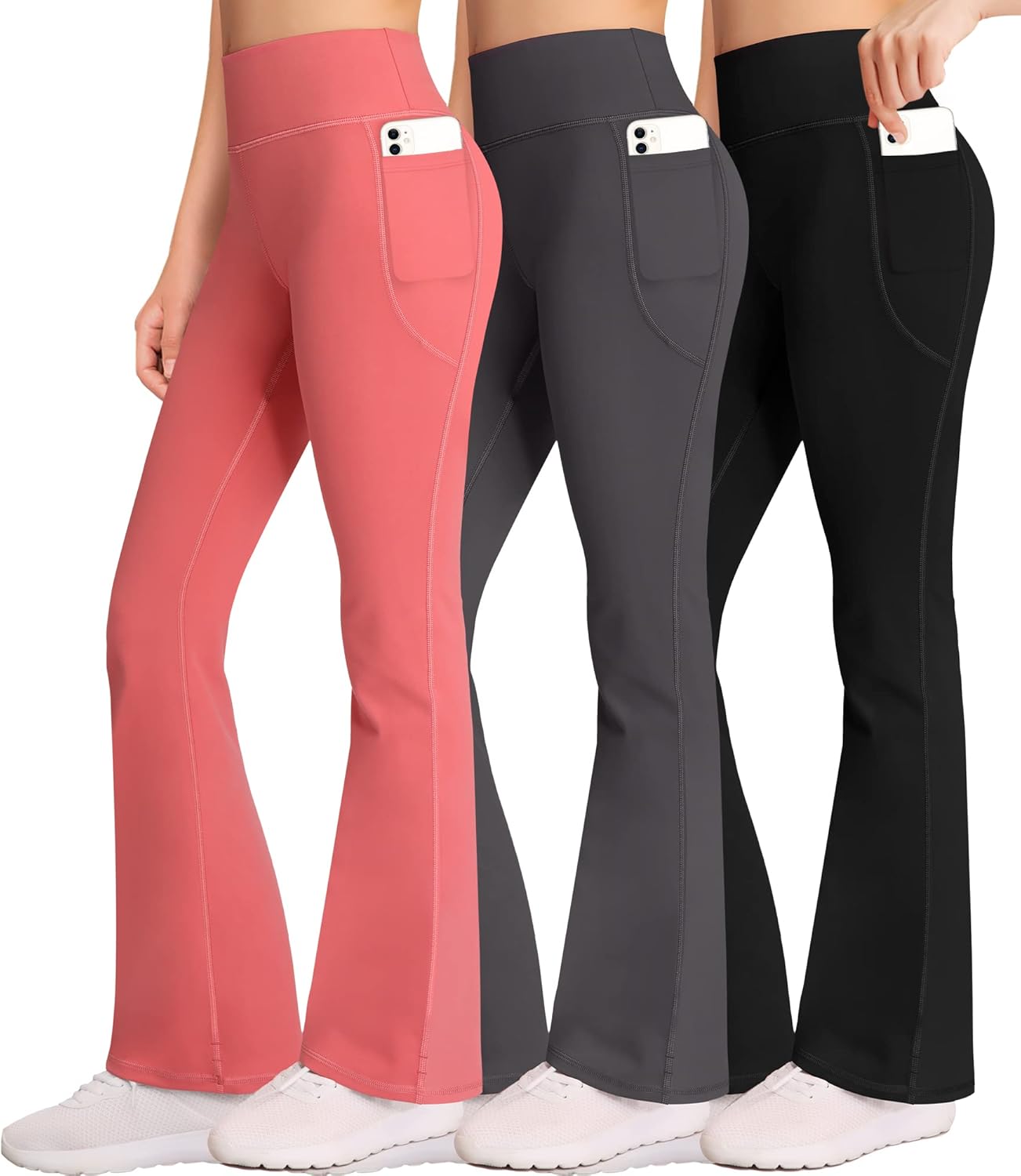 AENLLEY Girl Yoga Flare Wide Leg Tummy Control Stretchy Pants for Causal with Po...