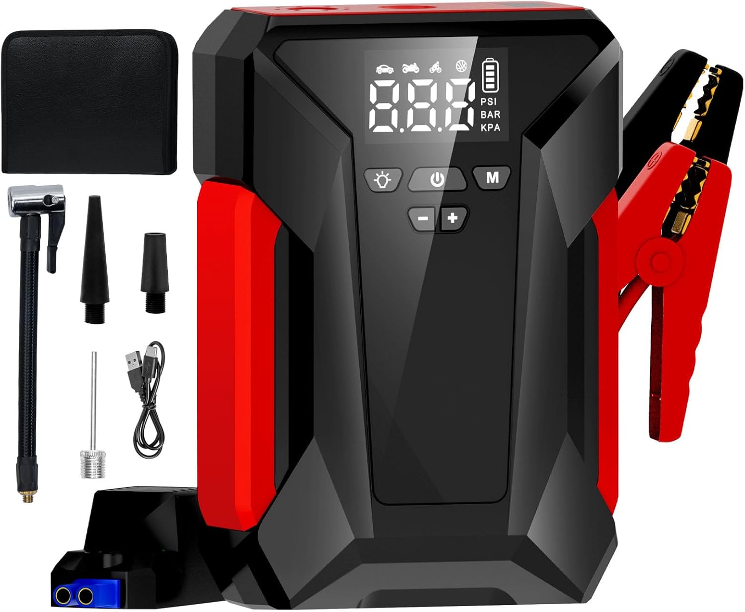 Jump Starter with Air Compressor, 4000A Peak Car Battery Jump Starter Portable (...