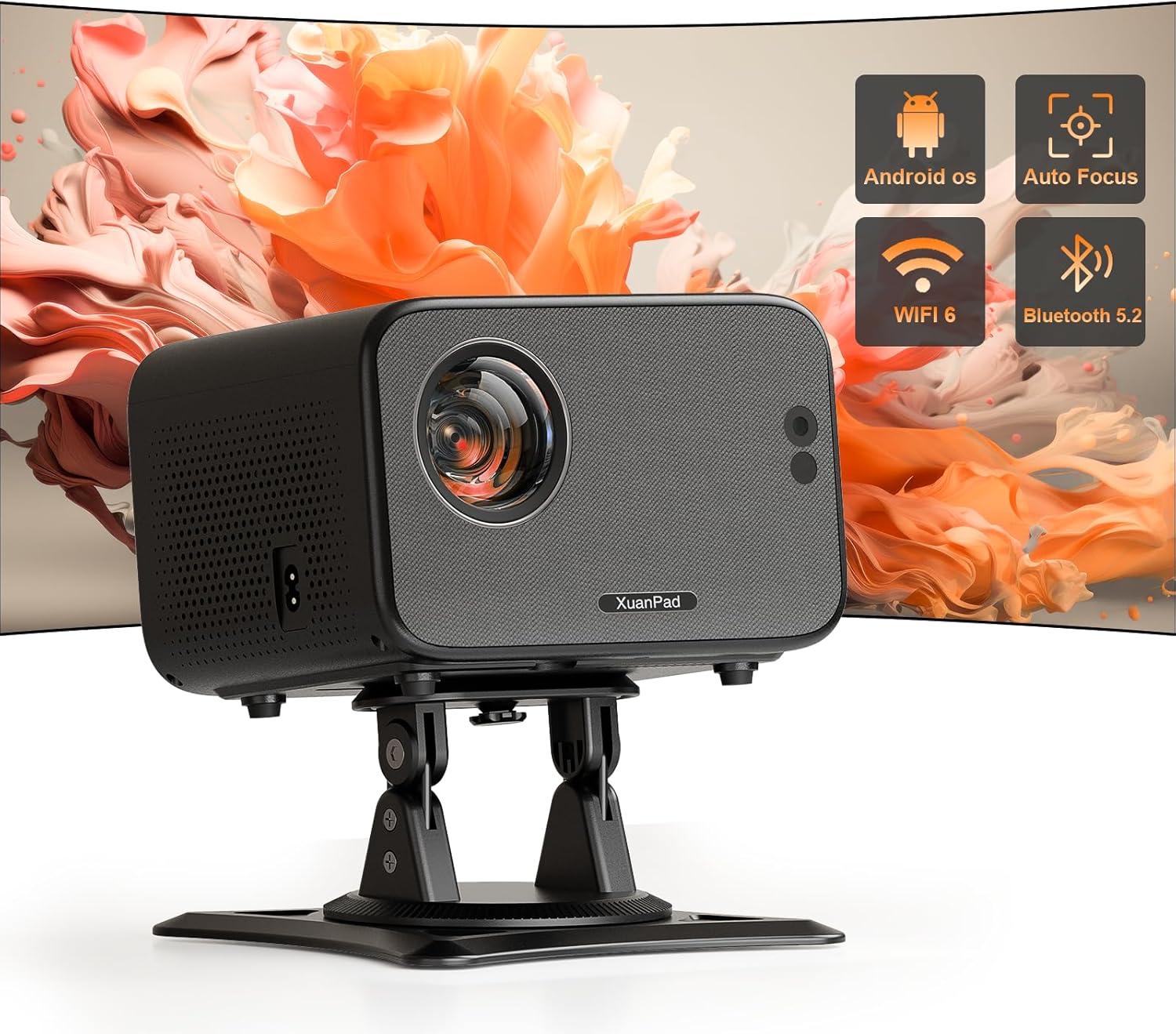[Auto Focus & Android System] Smart Projector 4K Support, XuanPad Mini Projector...