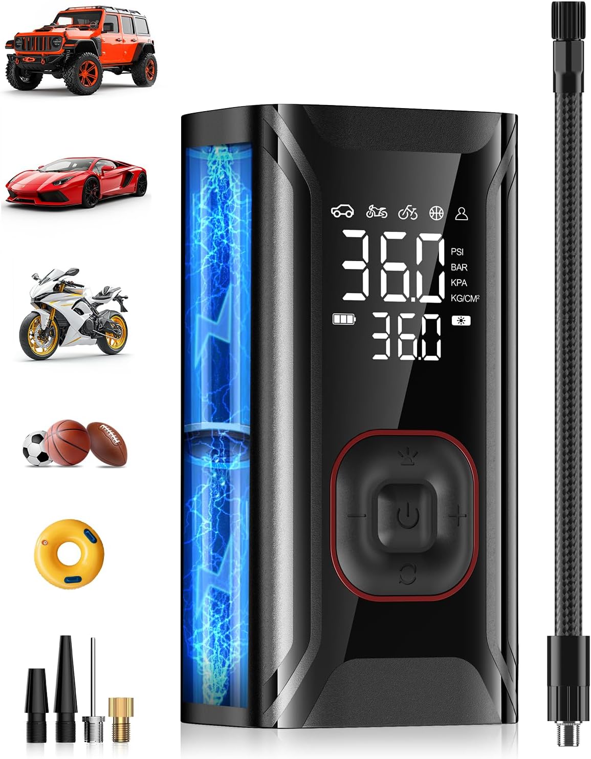 Tire Inflator Portable Air Compressor, Mini Air Pump for Car Tires, Electric Bik...