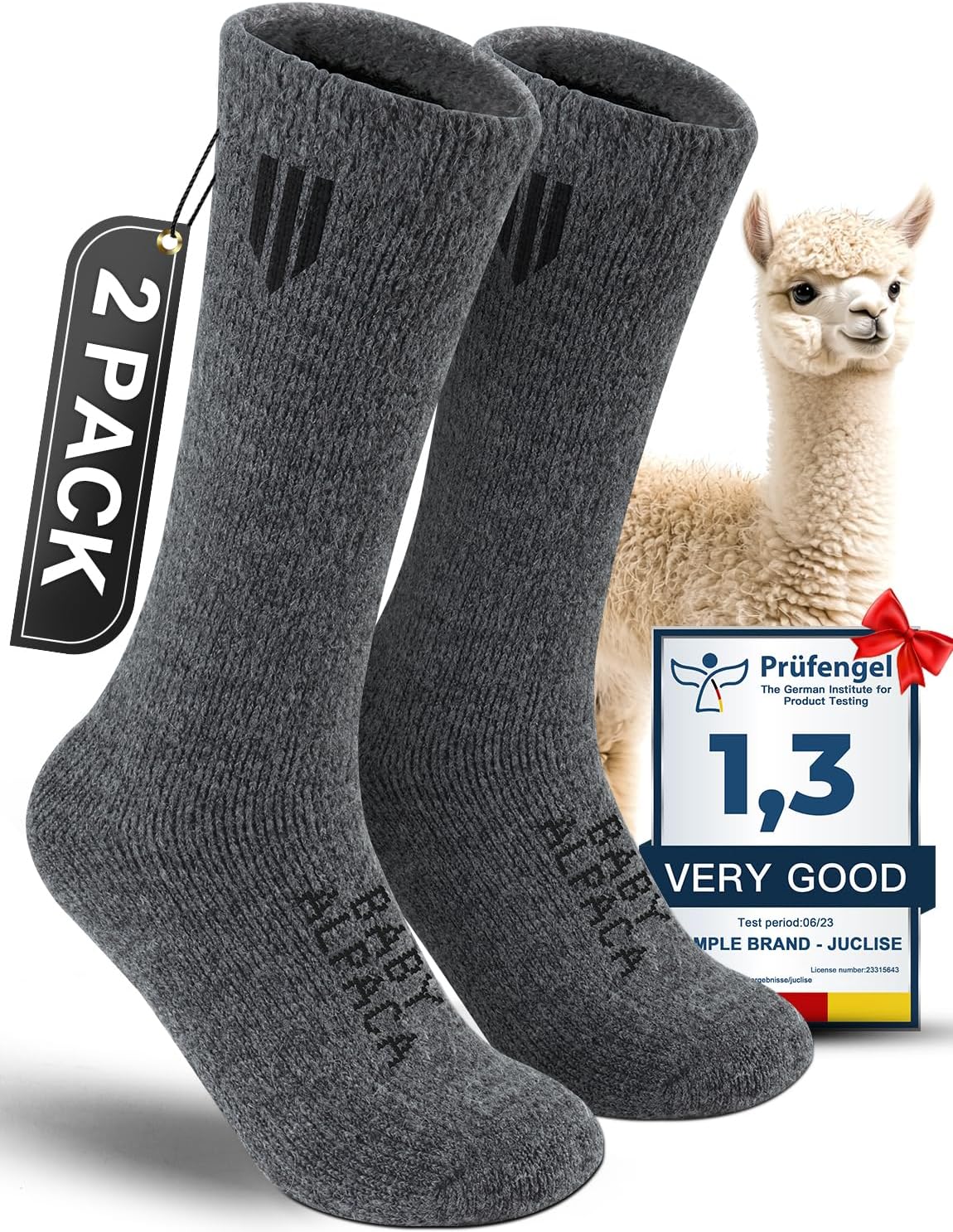 Alpaca Wool Boot Socks 2 pairs for Men and Women,Thick Thermal Winter Socks Cold...