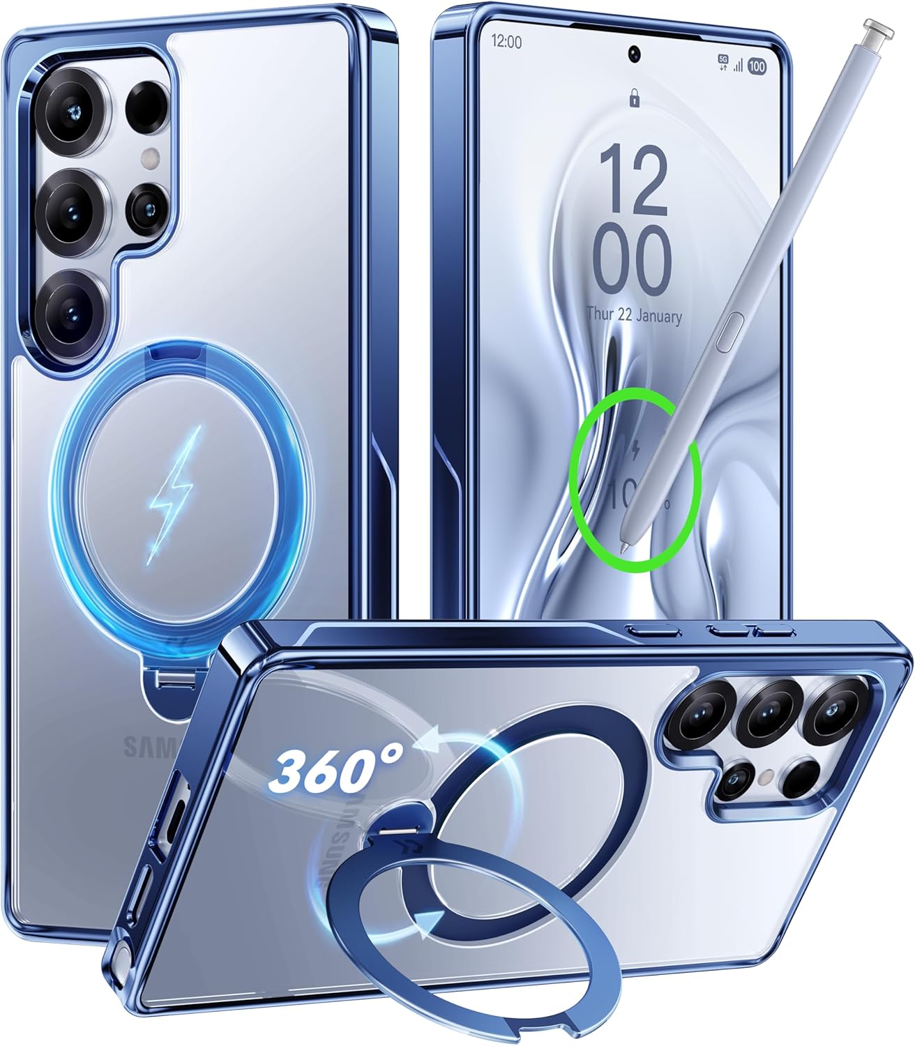 CASEKOO Luxury Titanium Blue for Samsung S25 Ultra Case for MagSafe (360° Spin S...
