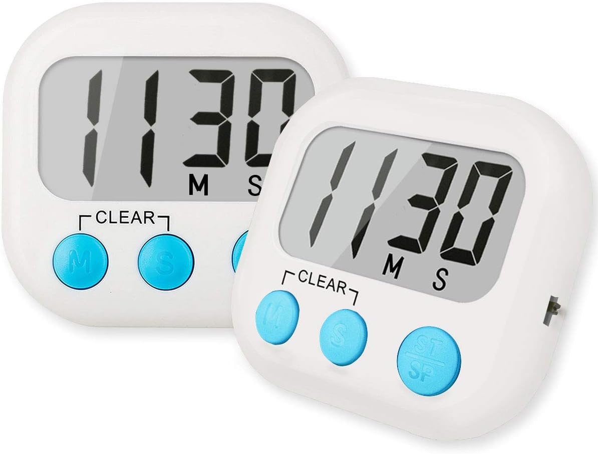 2 Pack Digital Kitchen Timer for Cooking Big Digits Loud Alarm Magnetic Backing...