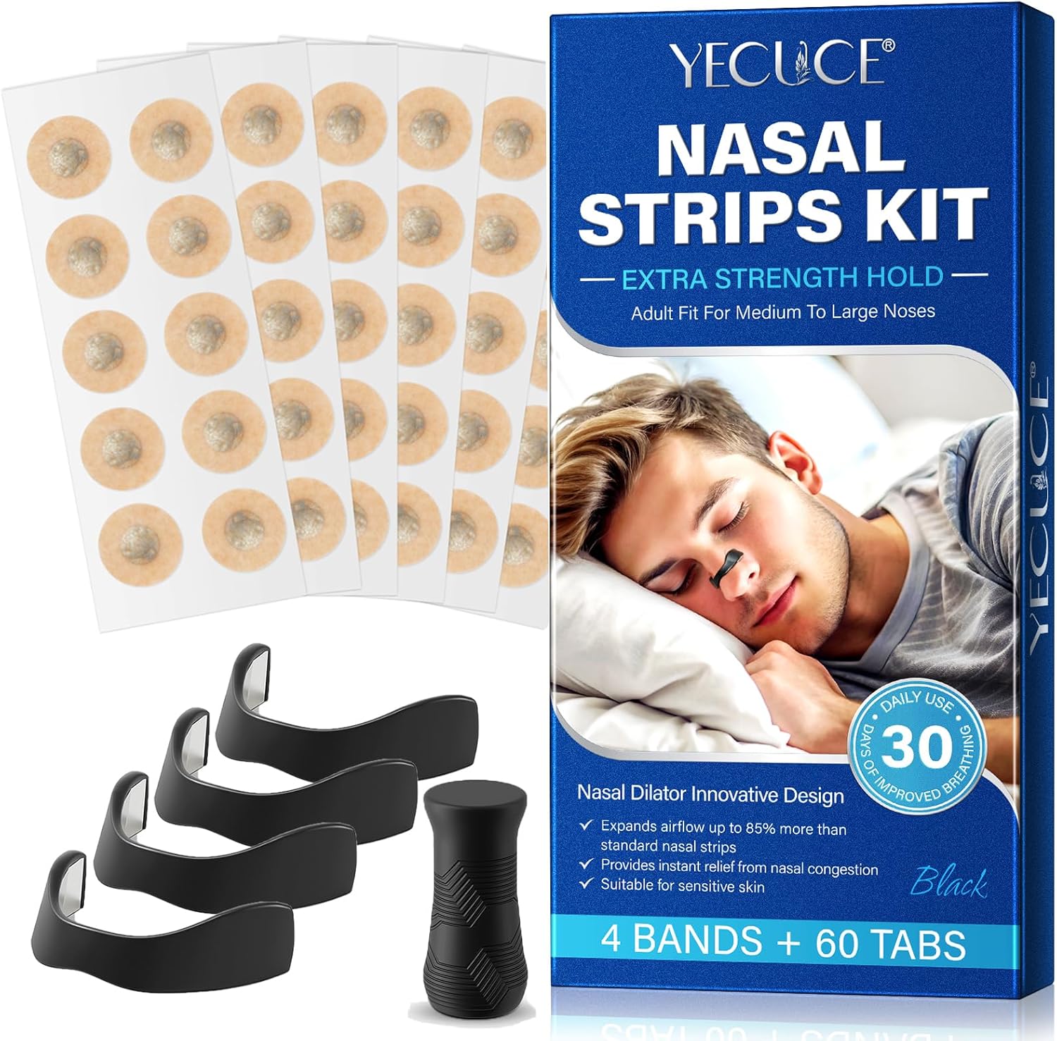 Magnetic Nose Strips, Magnetic Nasal Strips (60 Count-1 Month Supply), Anti Snor...