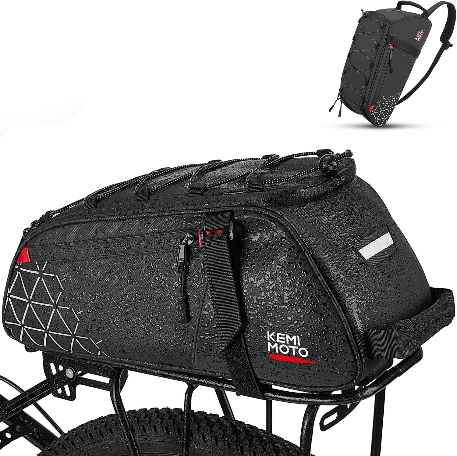 KEMIMOTO Rear Bike Rack Bag - 8L PVC Water Resistant Ebike Bags for Bicycle Rear...
