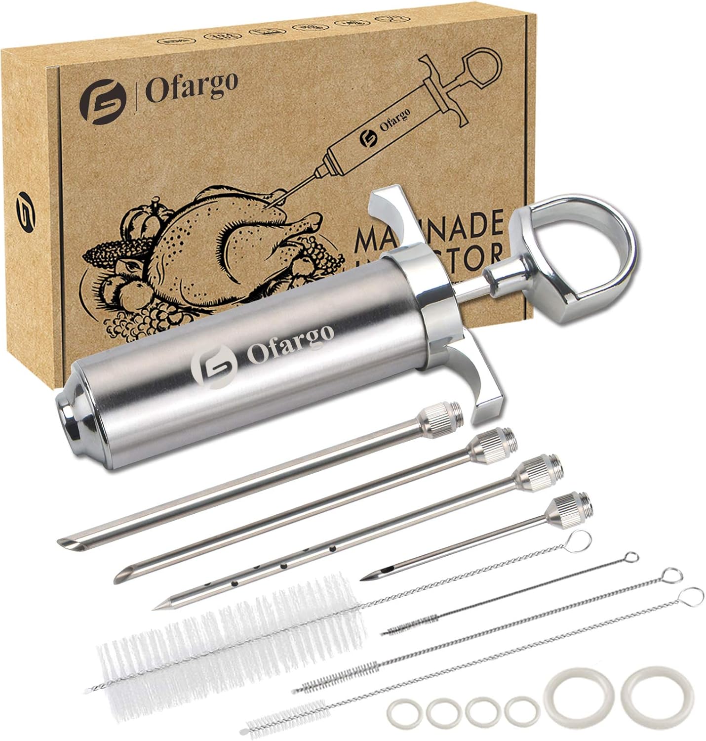 Ofargo 304-Stainless Steel Meat Injector Syringe K...