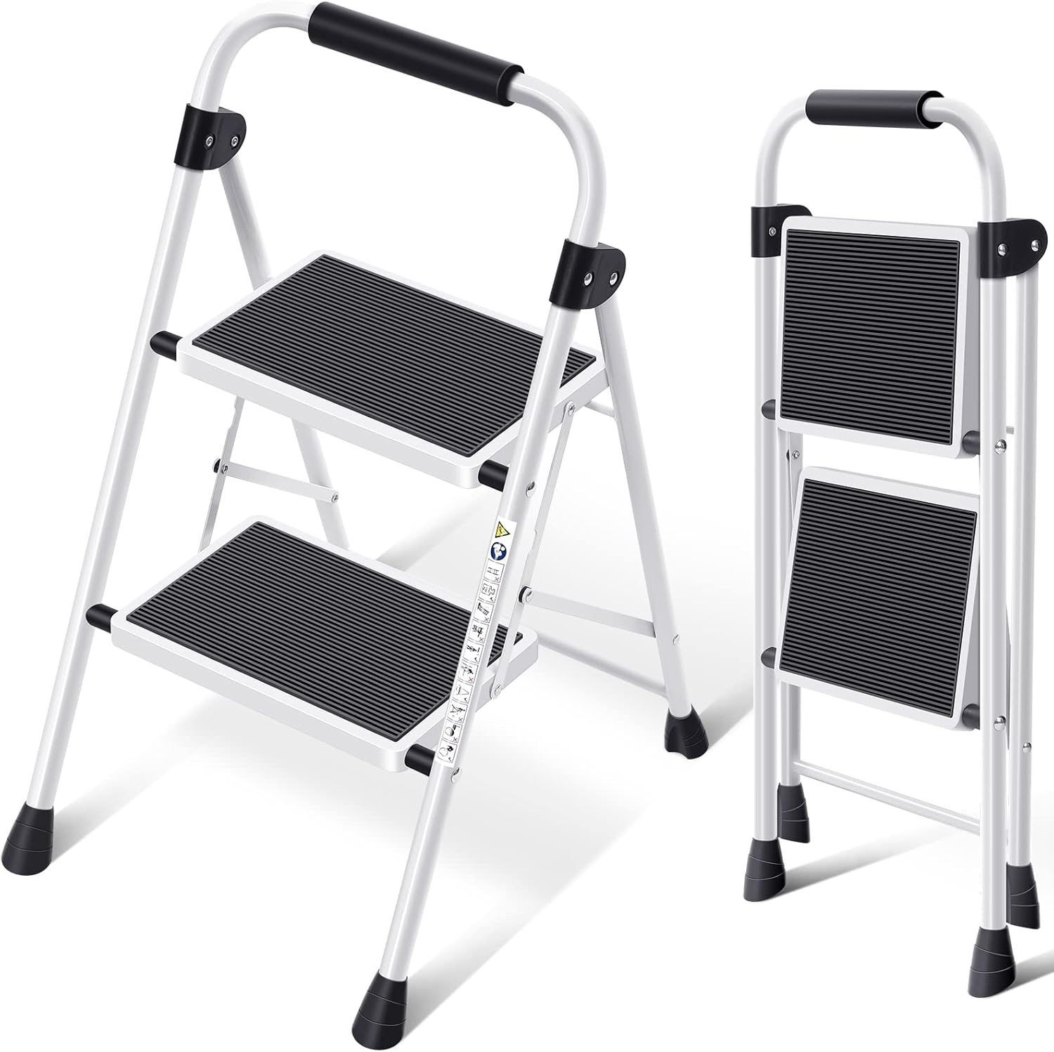 KINGRACK 2 Step Ladder, Premium Folding Ladder with Non-Slip and Wide Pedal, Dur...