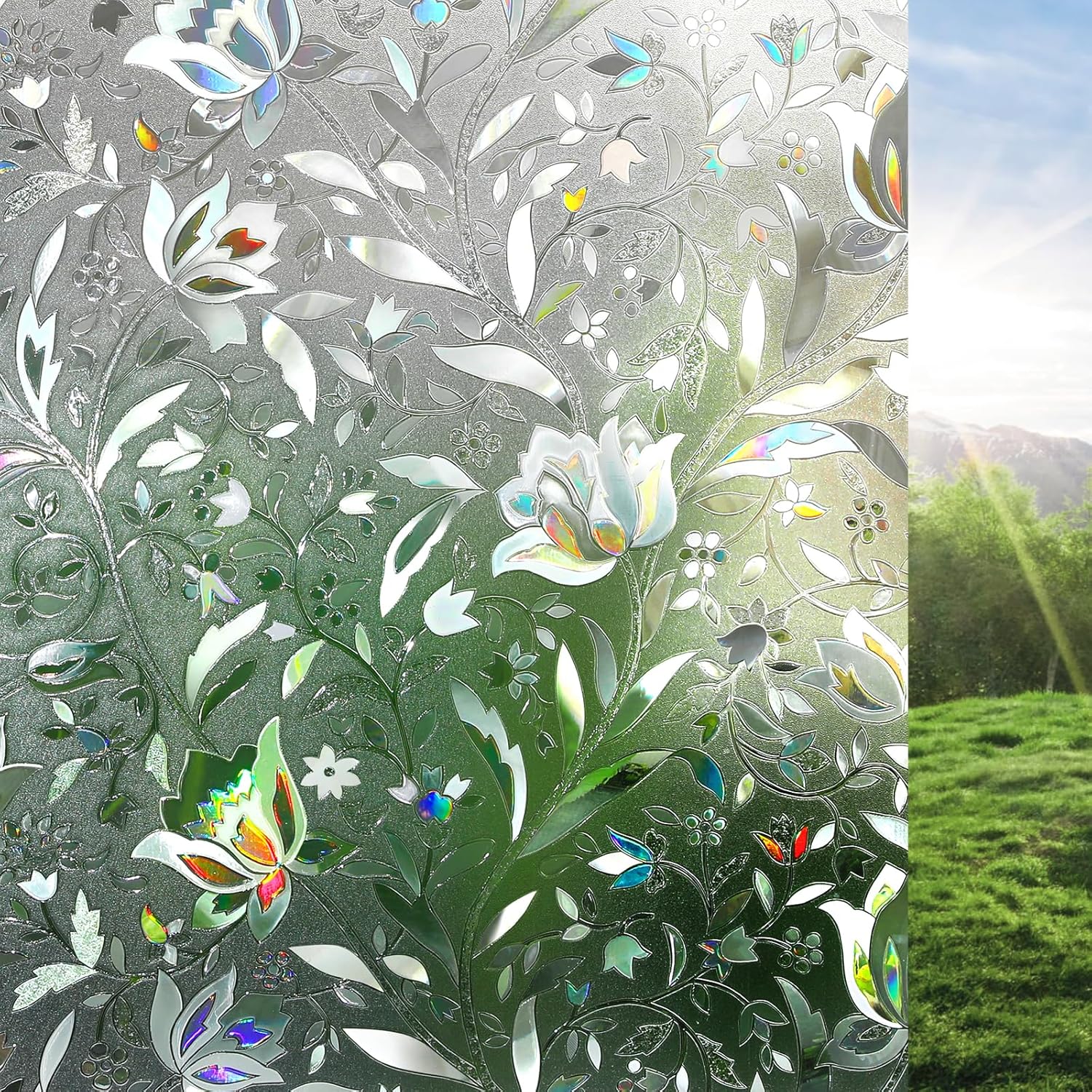 rabbitgoo 3D Window Film Privacy Film for Glass Windows, No Glue Self-adhesive R...