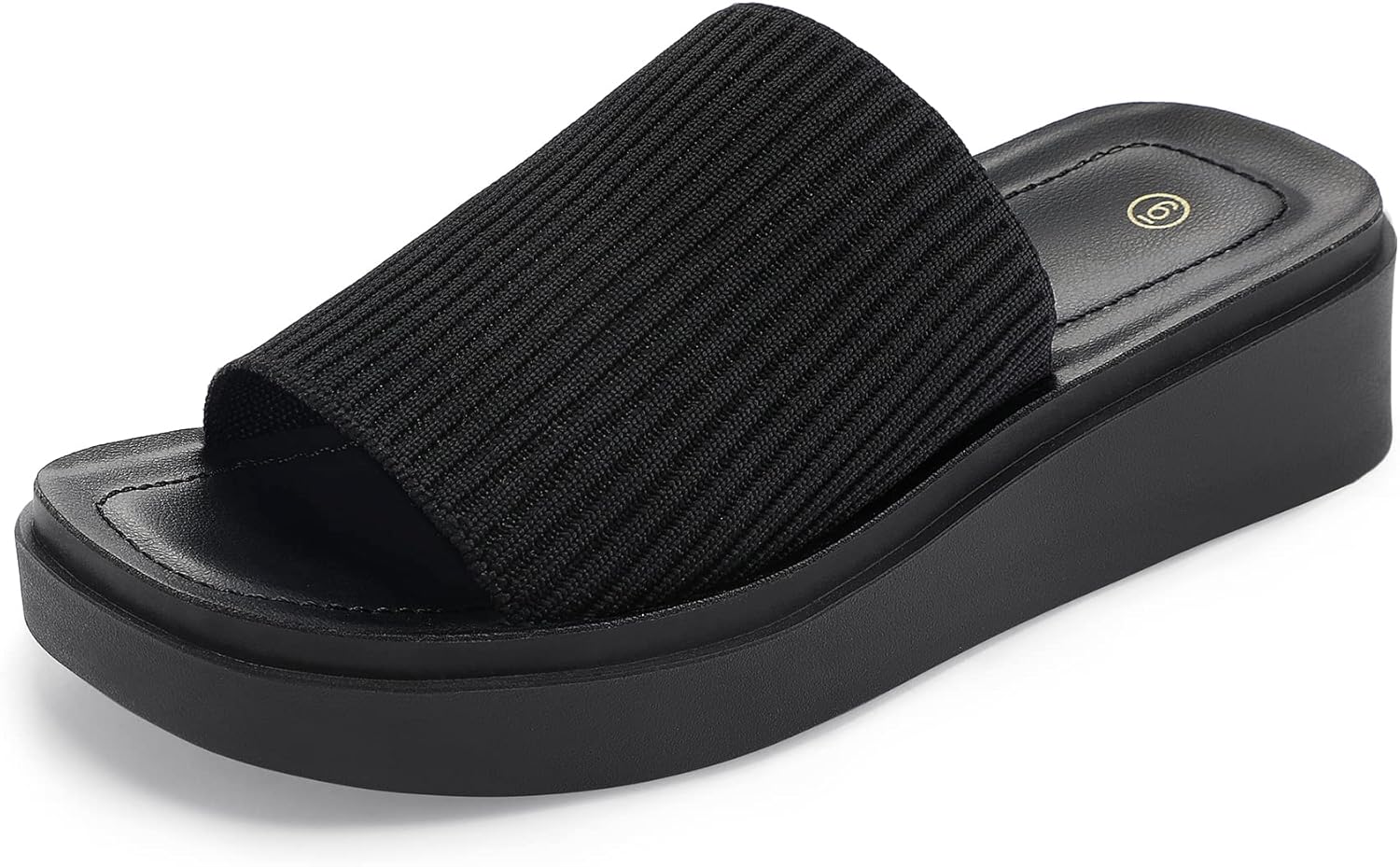 mysoft Women's Platform Sandals 1.8 Inch Slip On Comfortable Knit Open Toe Flatf...