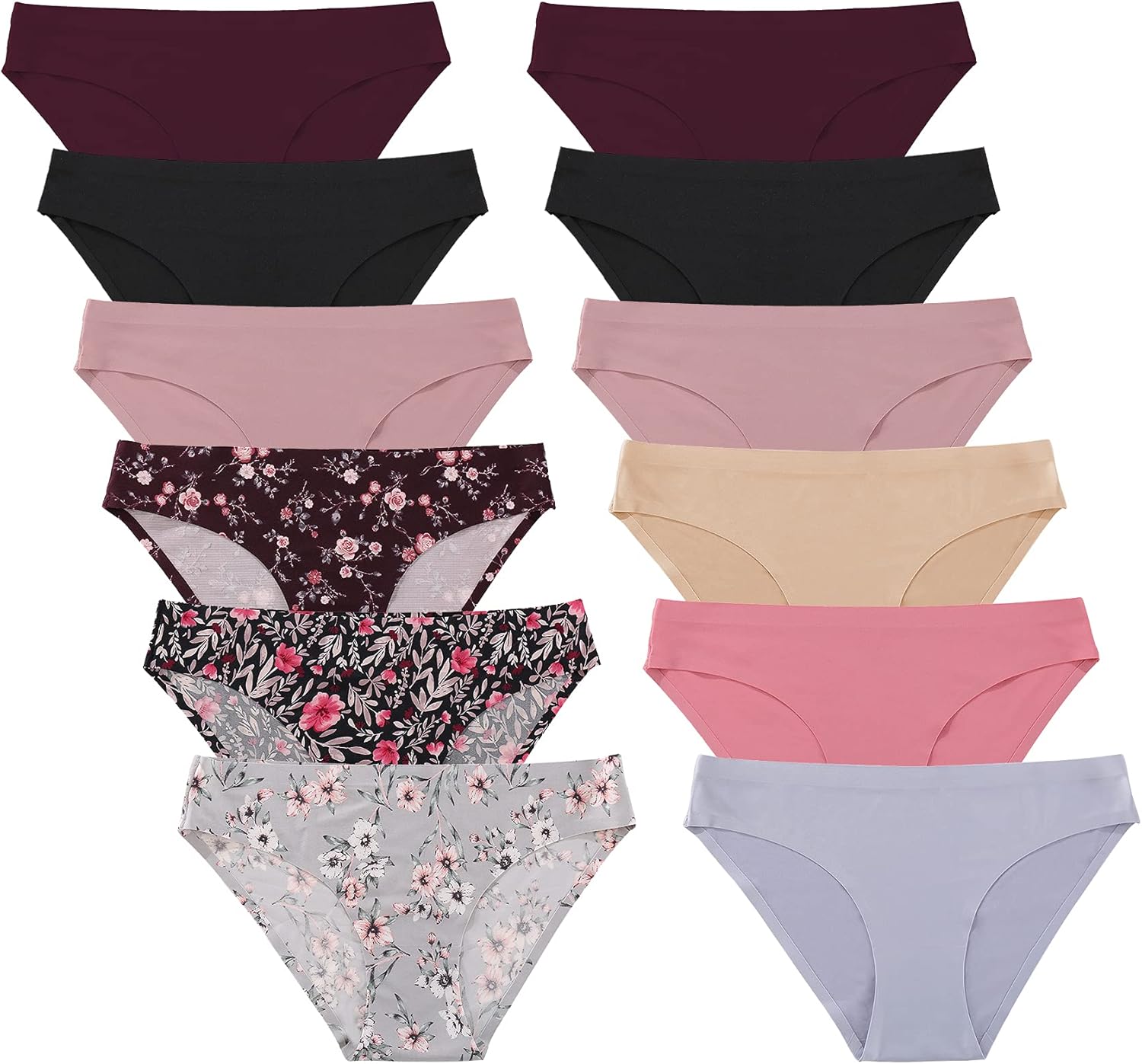 FINETOO 12Pack Womens Seamless Underwear No Show Cheeky Panties Invisibles Brief...