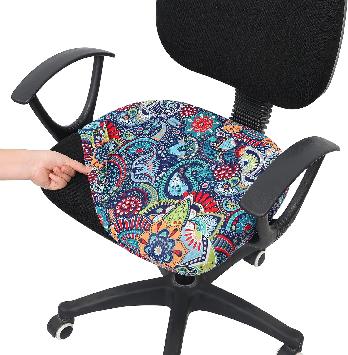 Smiry Printed Office Computer Chair Seat Covers, Stretch Fit Universal Desk Rota...