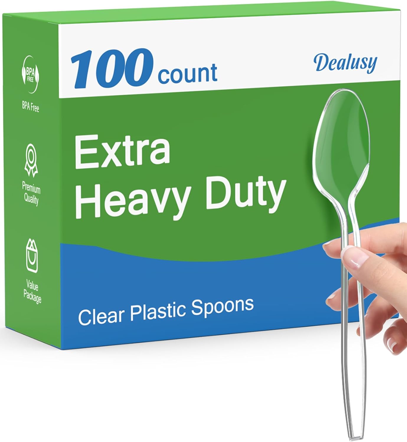 100 Count Clear Plastic Spoons Disposable, BPA-Free, Heat Resistant, Solid and D...