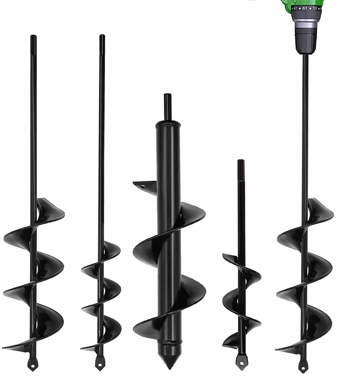 TCBWFY 4 Pack Garden Auger Spiral Drill Bits - 1.6"x9", 1.6"x16.5", 3"x16.5", 3"...