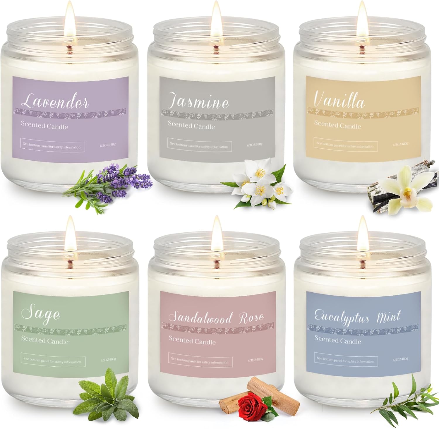 6 Pack Candles for Home Scented Aromatherapy Candles Gifts Set for Women, Lavend...