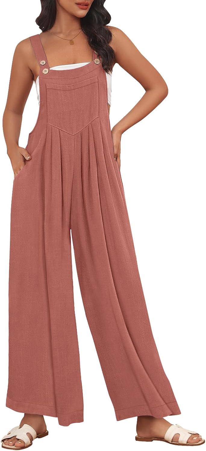 AUTOMET Womens Beach Vacation Outfits Jumpsuits Overalls Wide Leg Casual Summer...