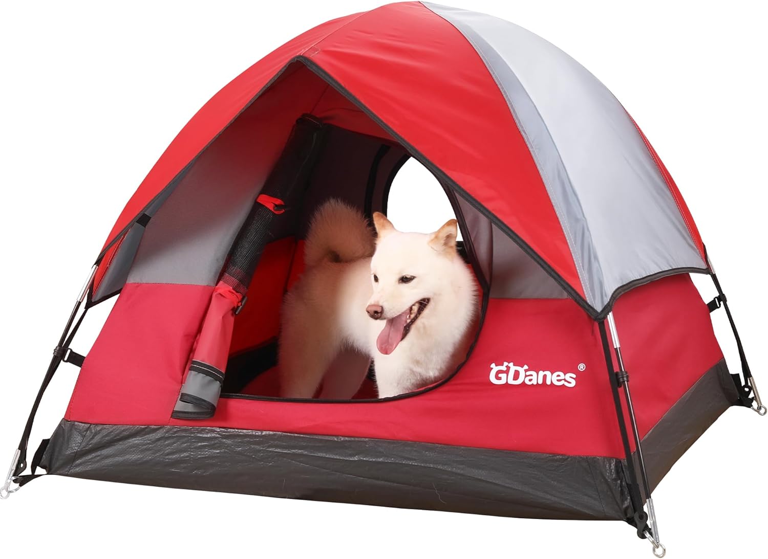GDanes Red Dog Tent House - Portable Indoor/Outdoor Dog Bed with Soft Pad for La...