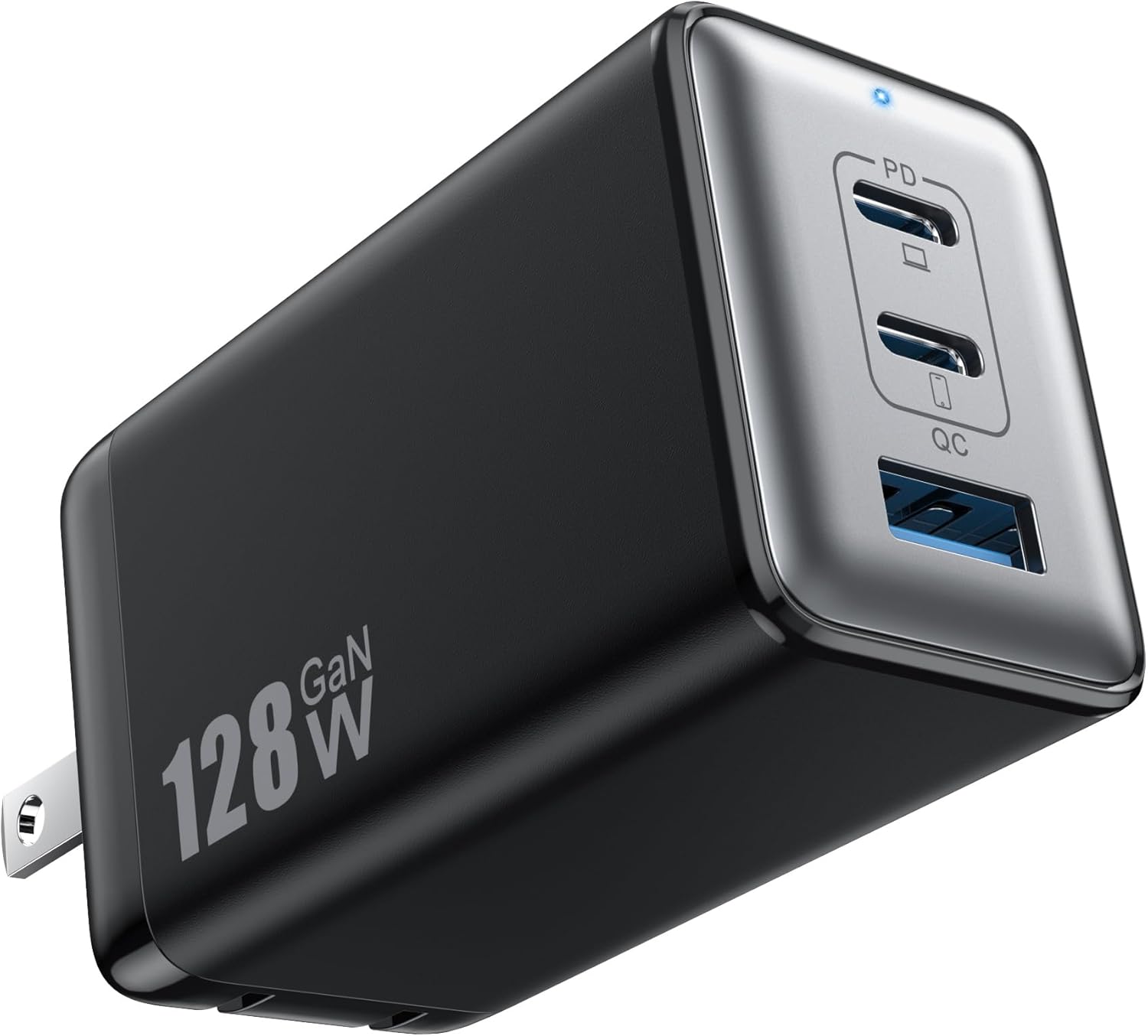 128W USB C Wall Charger,GaN III 3-Port Fast Charging Station,PD QC Foldable Char...