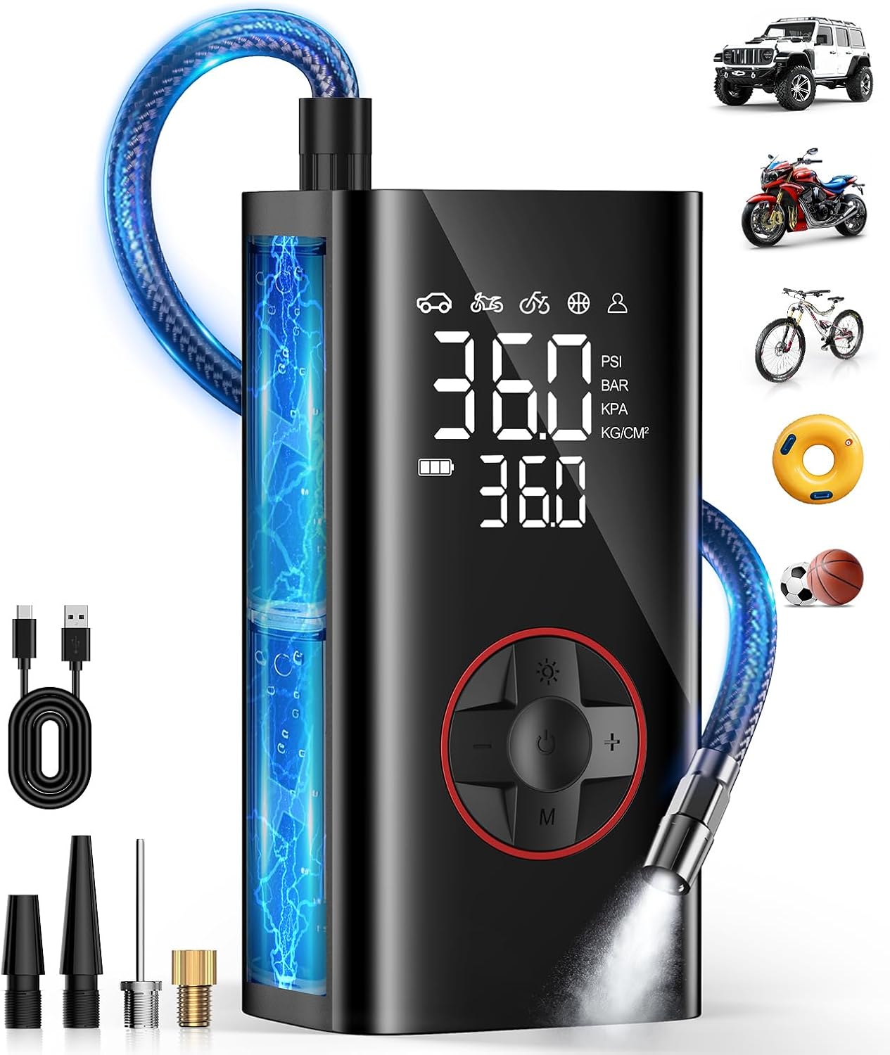 Tire Inflator Portable Air Compressor - Cordless Air Pump for Car Tires - 150PSI...
